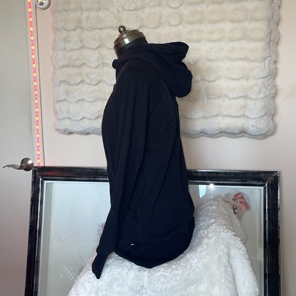 90 degrees black cotton sweatshirt preowned wish zip in front the strap missing - Picture 3 of 9